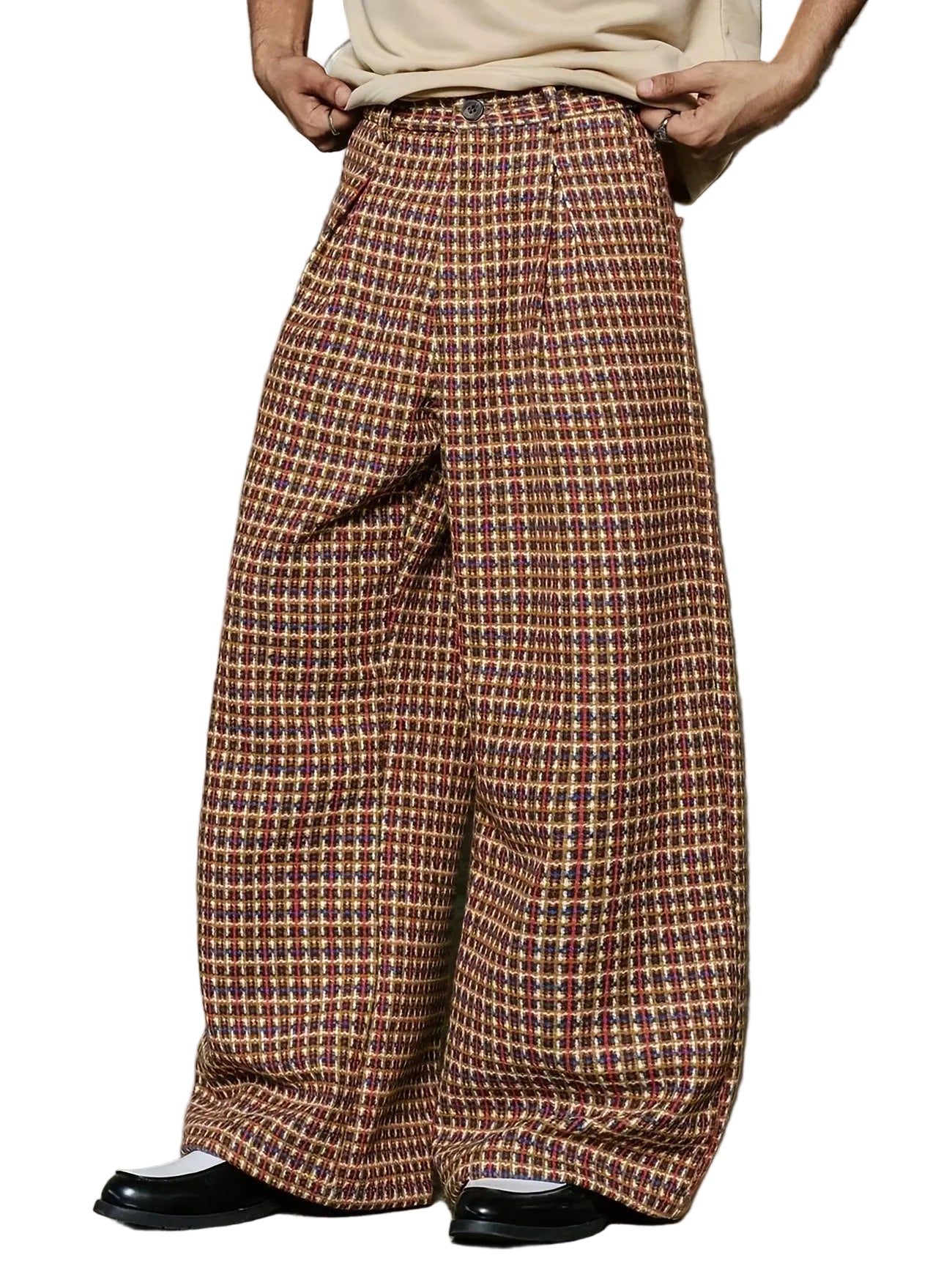 Men’s Plaid Wide-Leg Pants