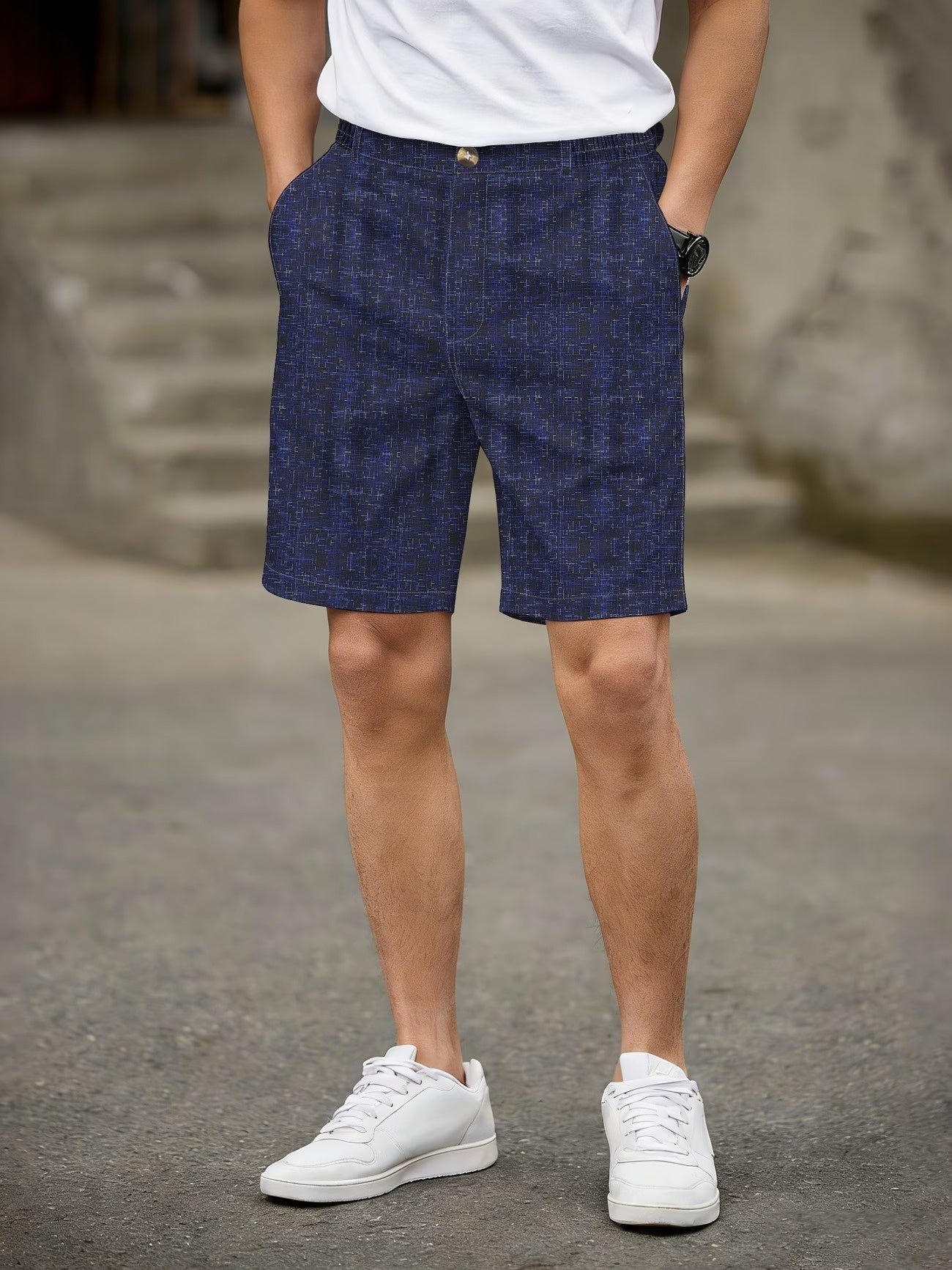 Men's Straight-Leg Shorts with Geometric Pattern