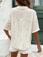 Women's Floral Embroidered Button-Up Shirt