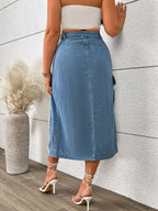 Women's Midi Skirt with Cargo Pocket